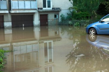 flooded garage and car