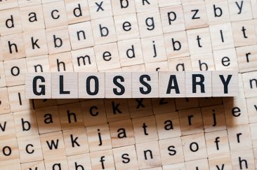 Letter tiles spelling out the word Glossary