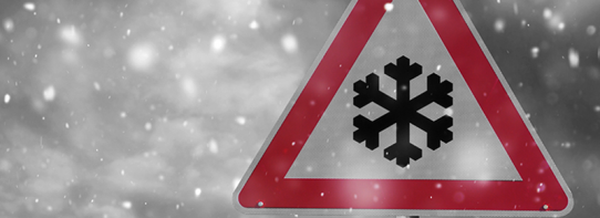 Snow hazard warning sign