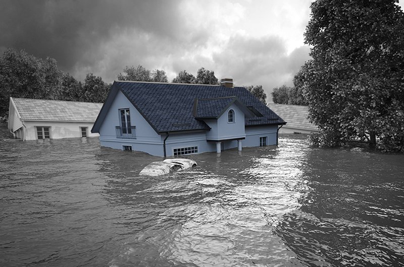 Home under water due to a flood