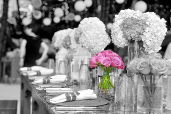 wedding table with flowers