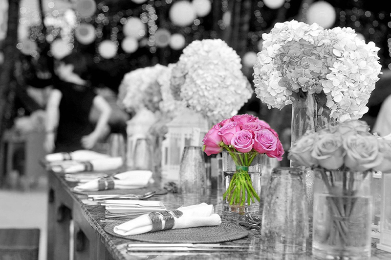 wedding table with flowers